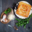 Тандыровский пирог с курицей, брокколи и рисом на слоёном тесте