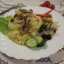 Картопля, томлёная на молоке с жареным луком и грибами