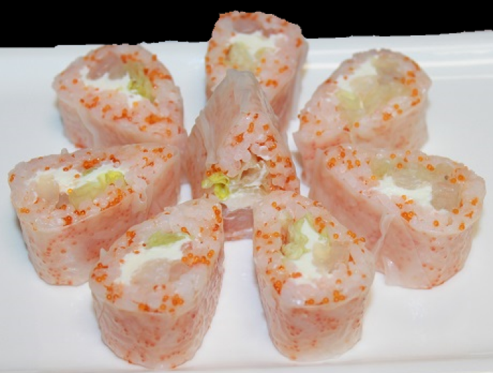 Спринг-ролл с оранжевой икрой тобико