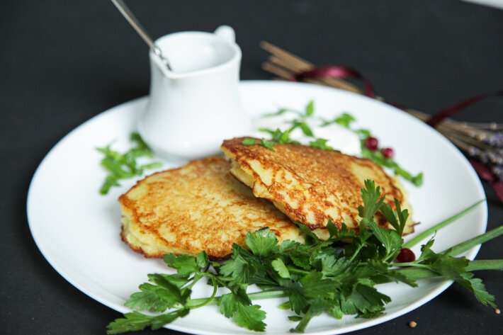 Оладьи картофельные с мясом