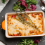 Филе белой рыбы с овощами и соусом гаспачо