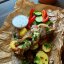 Мясная коса По-княжески с картофелем и соусом