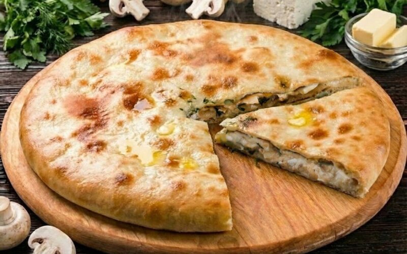 Пирог с грибами и сыром