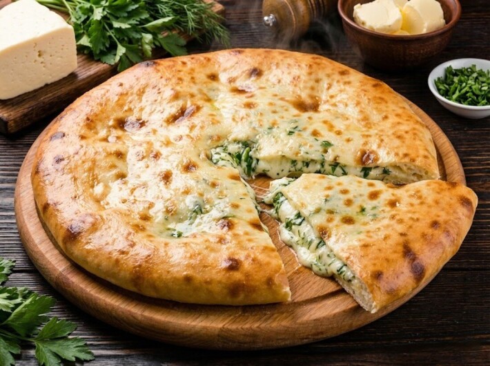 Пирог с зеленью и сыром