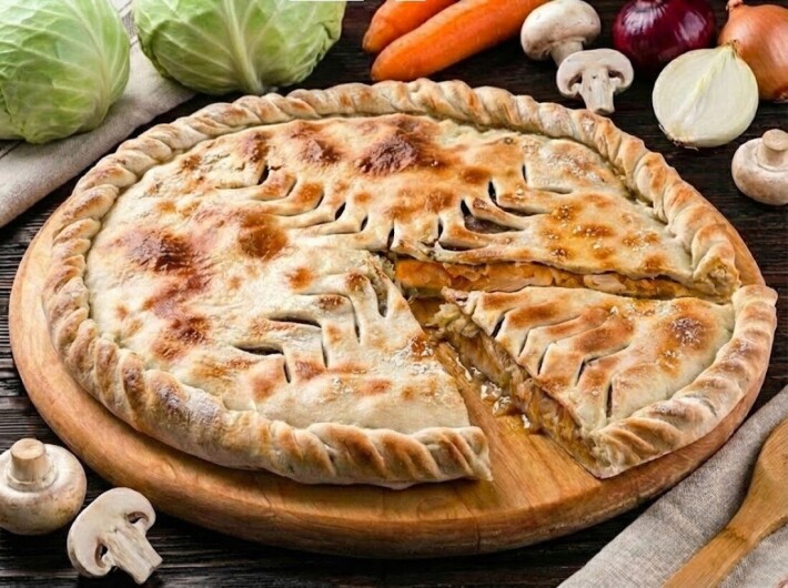 Пирог с капустой и грибами