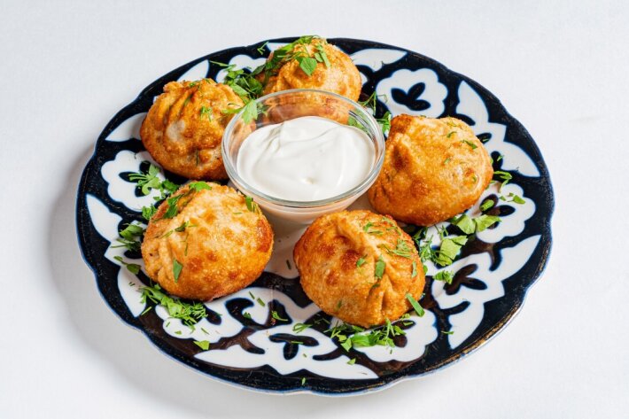 Манты с бараниной жареные