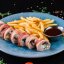 Куриный рулет с вялеными помидорами и фри