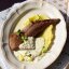 Подкопченный язык с картофельным пюре и сливочным соусом