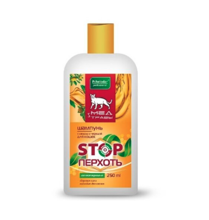 Pchelodar шампунь Stop перхоть с мёдом и чередой для кошек