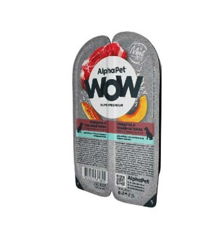AlphaPet WOW Superpremium Говядина и томленая тыква сочные ломтики в соусе для собак