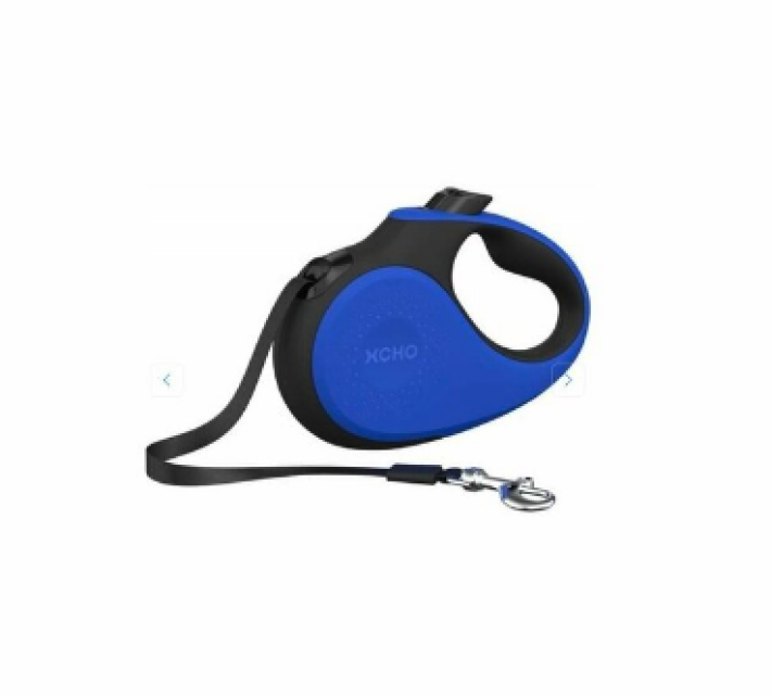 XCHO Поводок-рулетка для собак. лента. синий/черный. M. 5 м до 25 кг