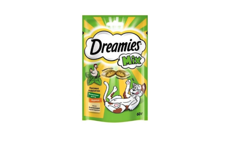 Dreamies Подушечки для кошек с кошачьей мятой и курицей