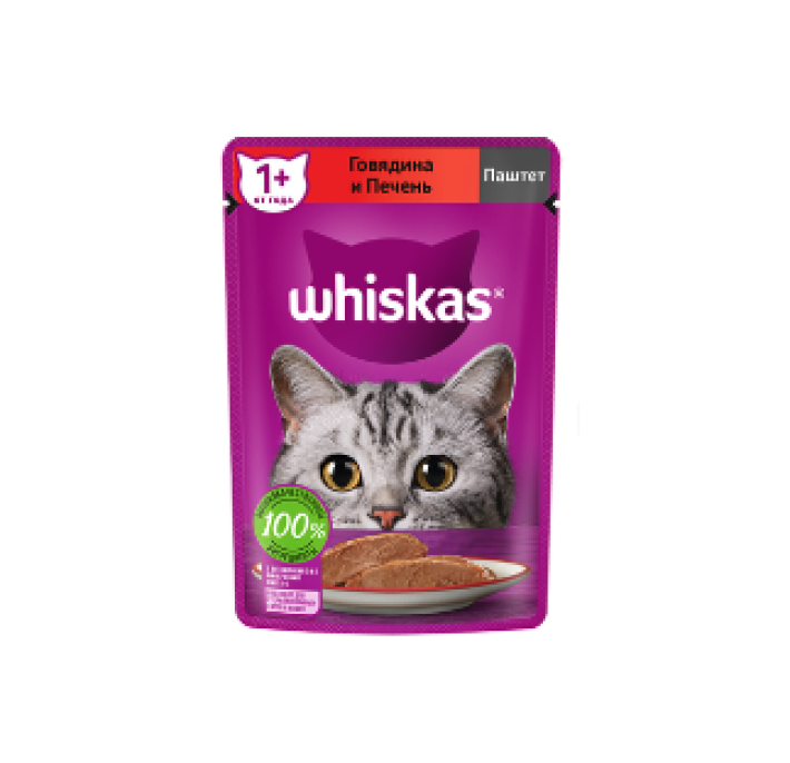 Whiskas паштет из говядины с печенью