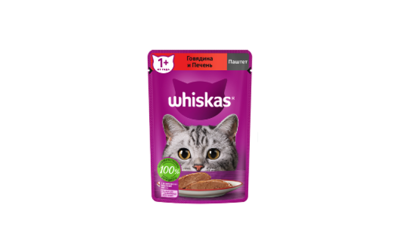 Whiskas паштет из говядины с печенью