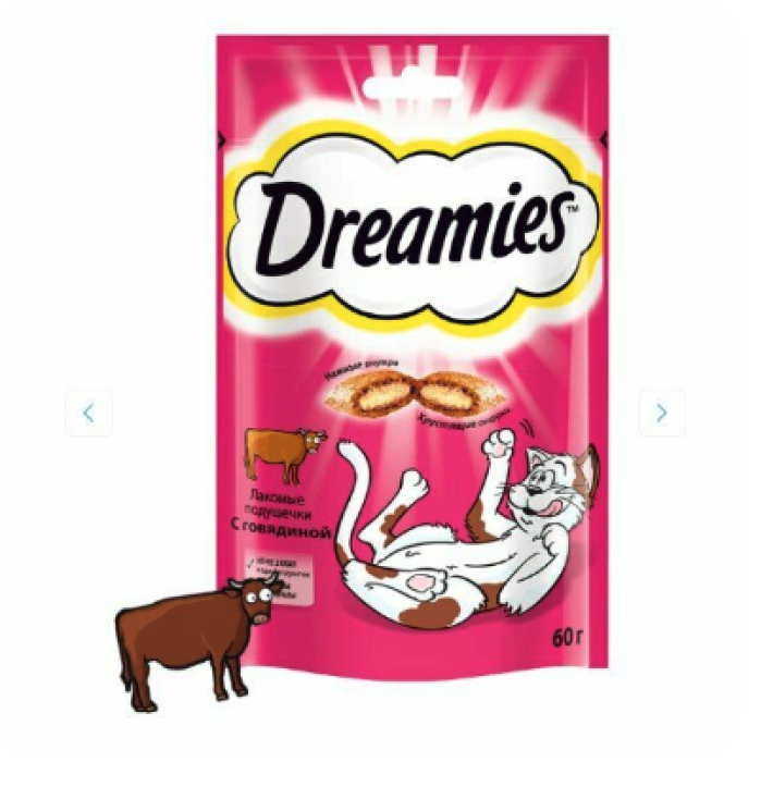 Dreamies Подушечки для кошек с говядиной