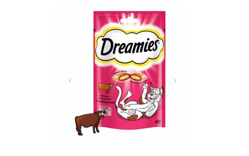 Dreamies Подушечки для кошек с говядиной