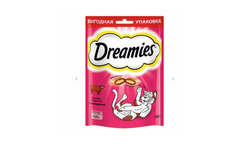 Dreamies Подушечки для кошек с говядиной