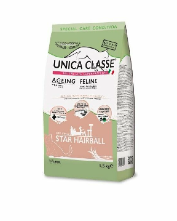 Unica Classe Ageing Feline Star Hairball (Курица) для пожилых кошек