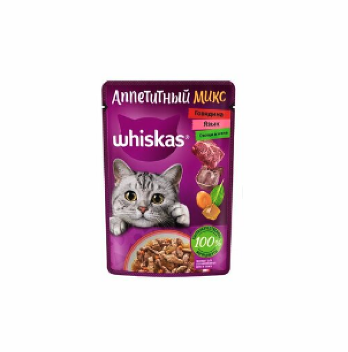 Whiskas Аппетитный микс (говядина. язык. овощи в желе)