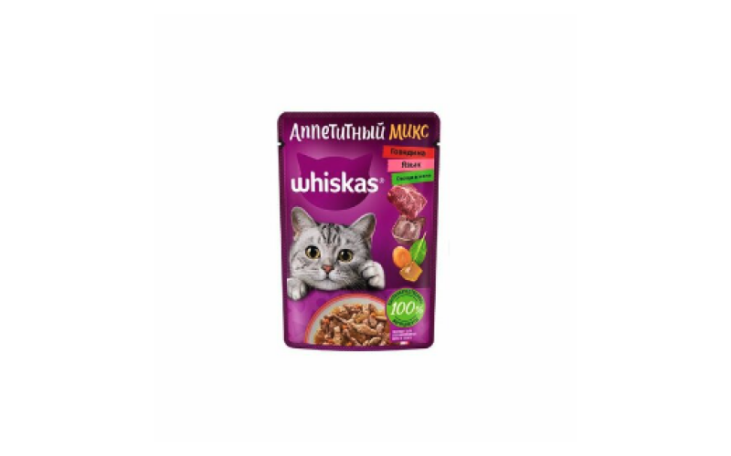 Whiskas Аппетитный микс (говядина. язык. овощи в желе)