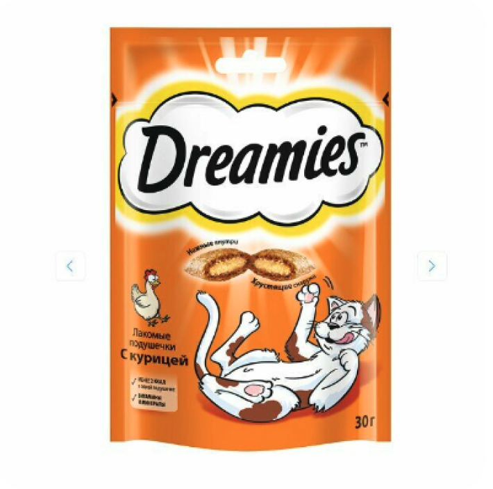 Dreamies Подушечки для кошек с курицей