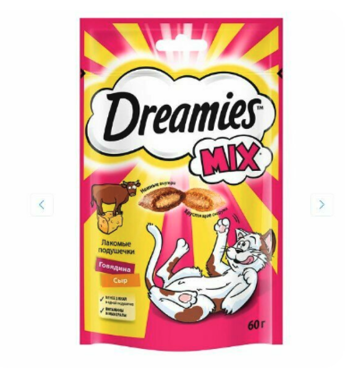 Dreamies Подушечки для кошек с говядиной и сыром