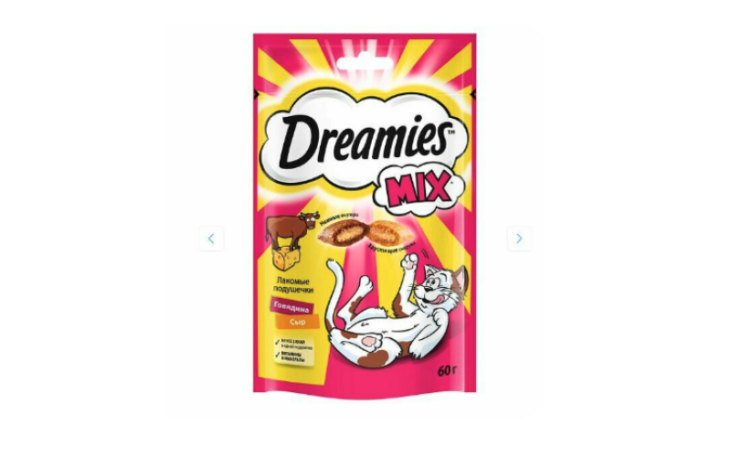 Dreamies Подушечки для кошек с говядиной и сыром