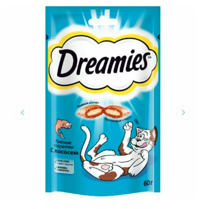 Dreamies Подушечки для кошек с лососем