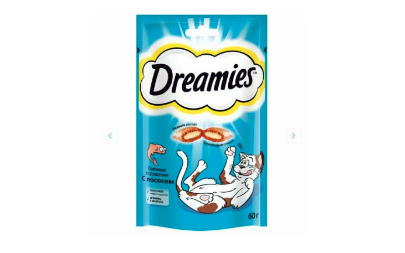 Dreamies Подушечки для кошек с лососем