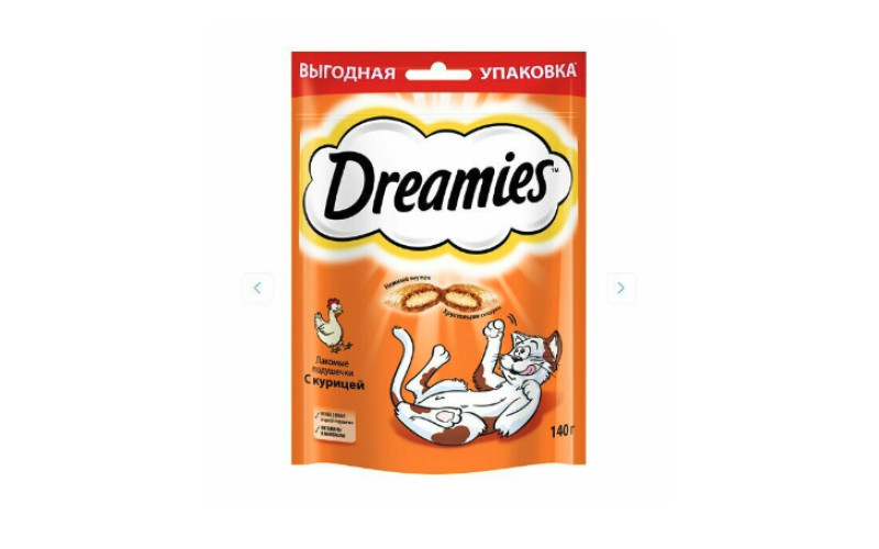 Dreamies Подушечки для кошек с курицей