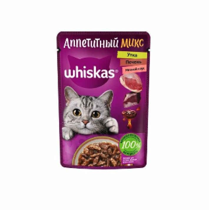 Whiskas Аппетитный микс (утка, печень, мясной соус)