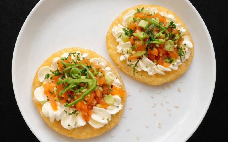 Драники с тартаром из лосося