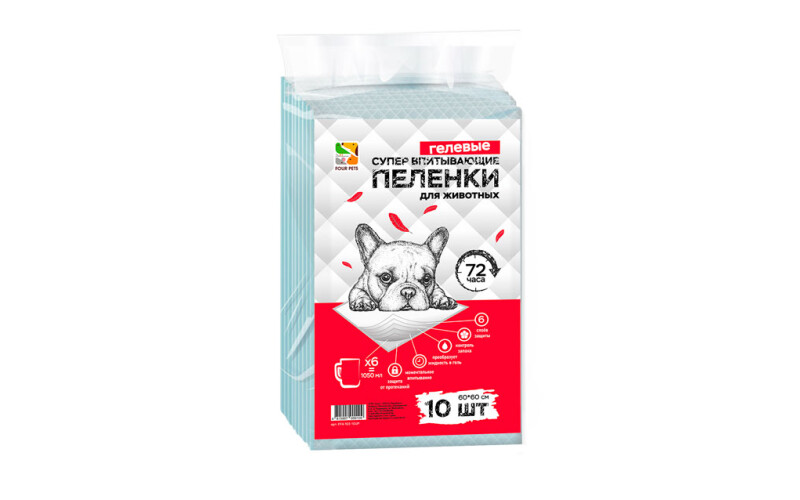 Пеленки для собак Four Pets 60х60 см, 10 шт