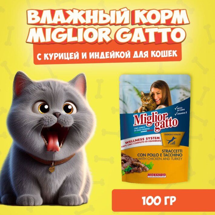 Miglior Gatto Chicken/Turkey (курица, индейка), 100 гр