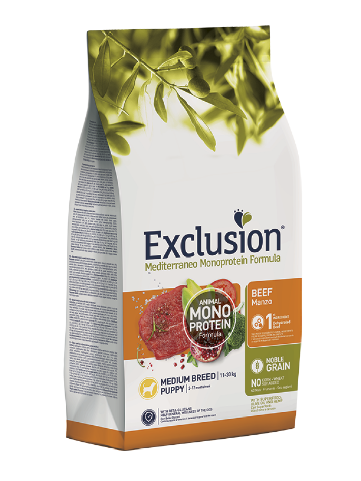 EXCLUSION Monoprotein Puppy Medium (говядина), 3 кг