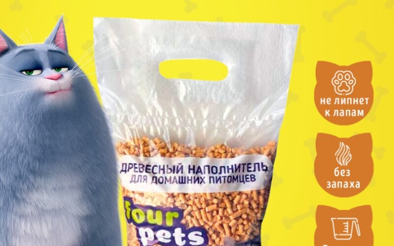 Древесный наполнитель FOUR PETS, 7 л