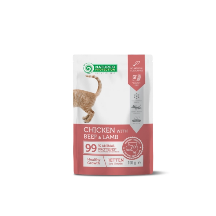 Natures Protection Kitten Healthy Growth (говядина), 100 гр