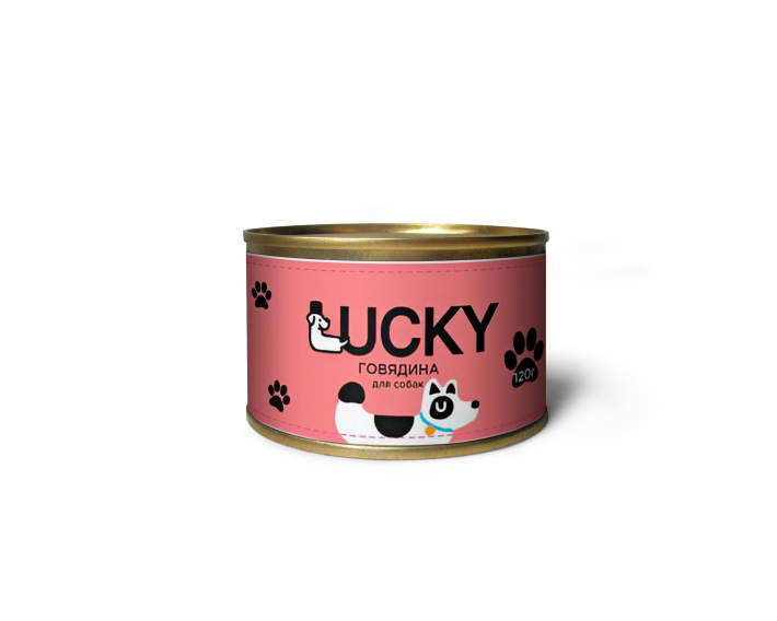 Консервы для собак Lucky с говядиной, 120 гр