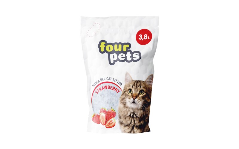 FOUR PETS наполнитель силикагелевый с ароматом клубники, 3,8 л