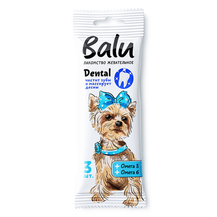 Balu Dental Лакомство для собак с омега 3, омега 6, 36 гр