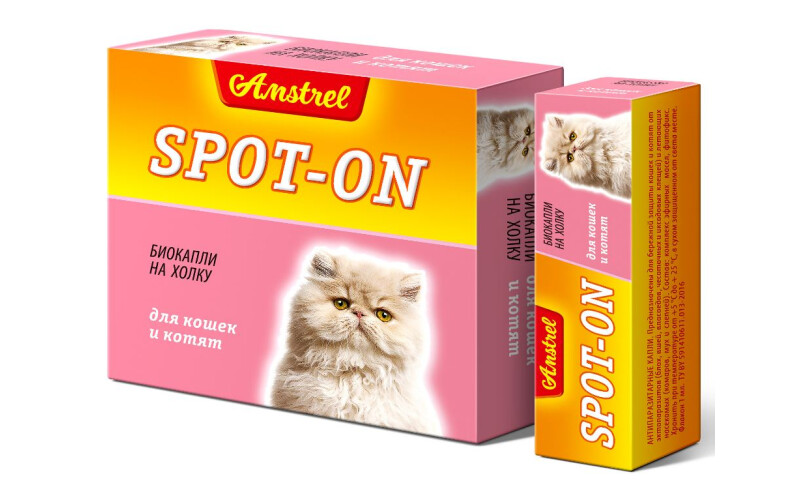 Amstrel Spot-on Биокапли антипаразитарные для кошек и котят, 4 пип/упак