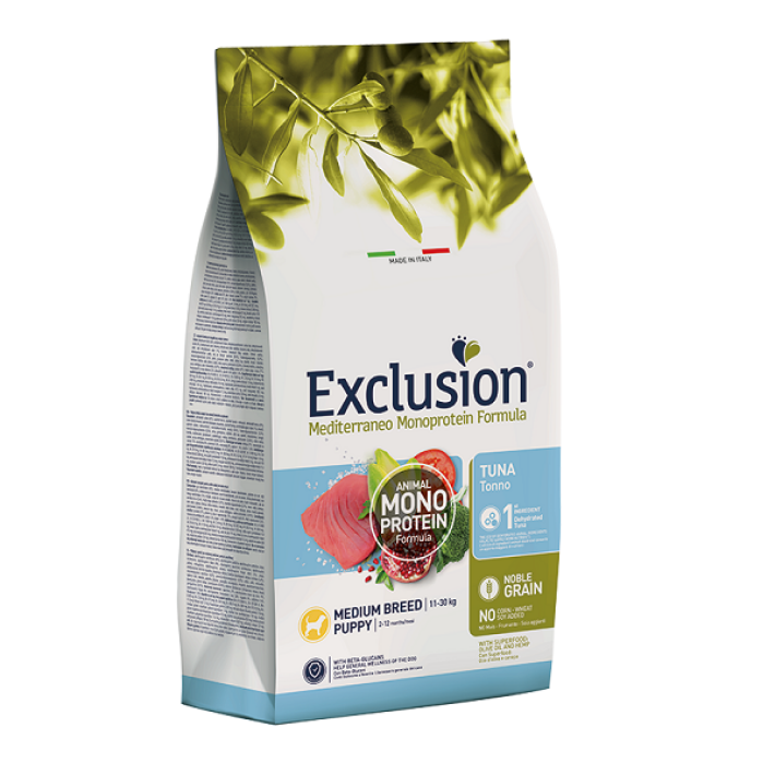 EXCLUSION Monoprotein Puppy Medium Tuna Noble Grain (тунец), 12 кг