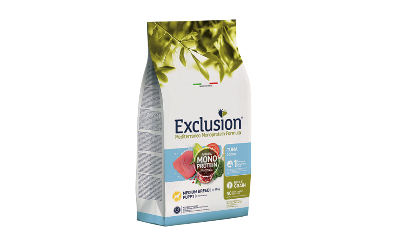 EXCLUSION Monoprotein Puppy Medium Tuna Noble Grain (тунец), 12 кг