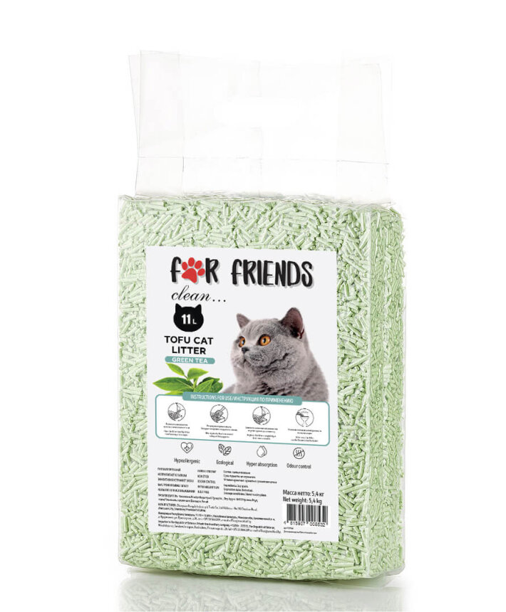 Наполнитель For Friends Tofu Green tea, 11л