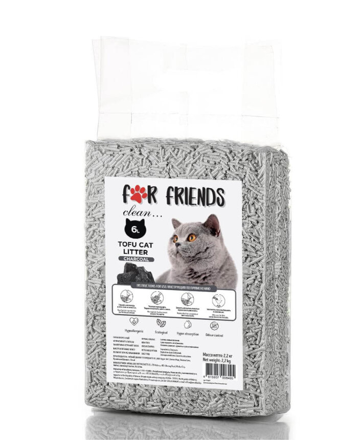 Наполнитель For Friends Tofu Charcoal, 6л