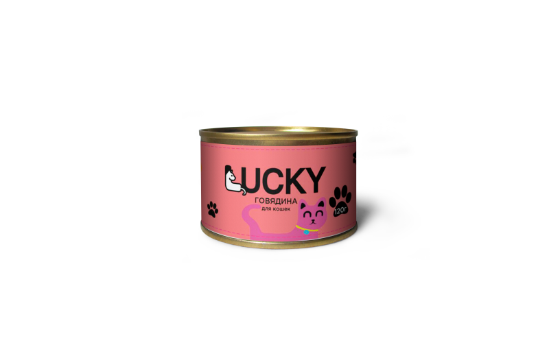 Консервы для кошек Lucky с говядиной, 120 гр