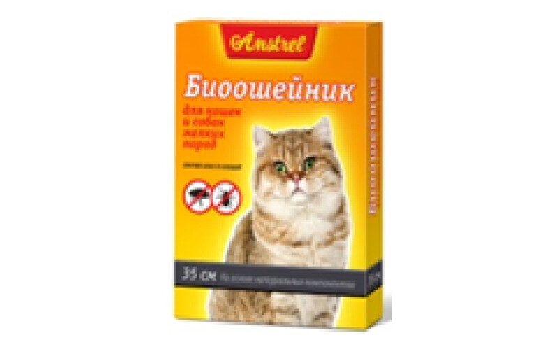 БИОошейник Amstrel для кошек и мелких собак черный, 35 см