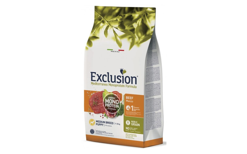 EXCLUSION Monoprotein Puppy Medium Beef Noble Grain (говядина), 12 кг