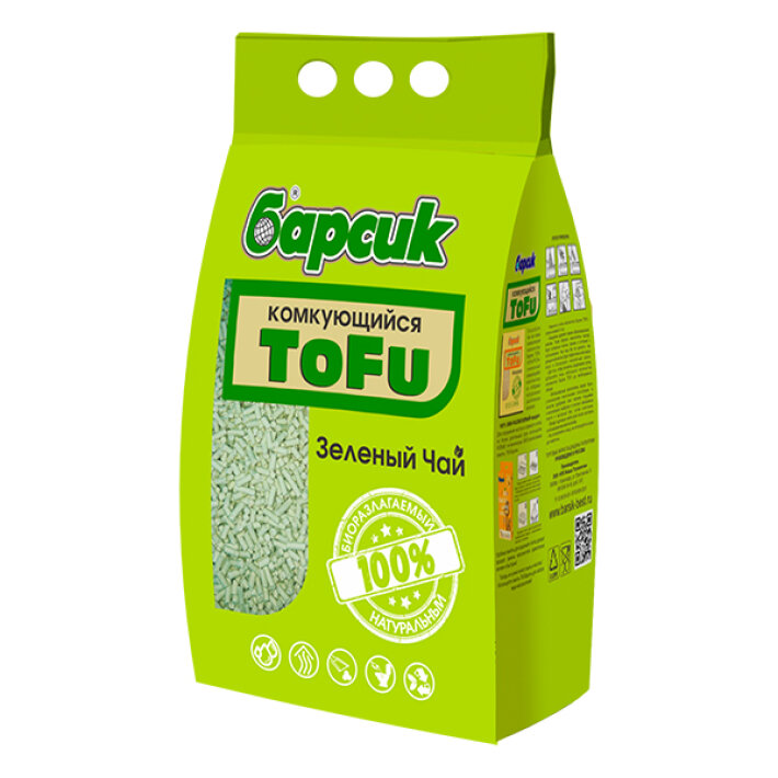 Наполнитель соевый Барсик TOFU Зелёный чай, 4,54 л