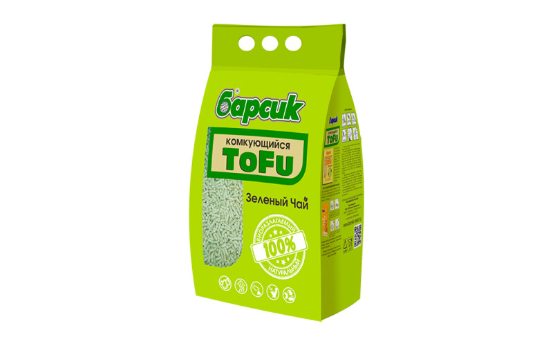 Наполнитель соевый Барсик TOFU Зелёный чай, 4,54 л